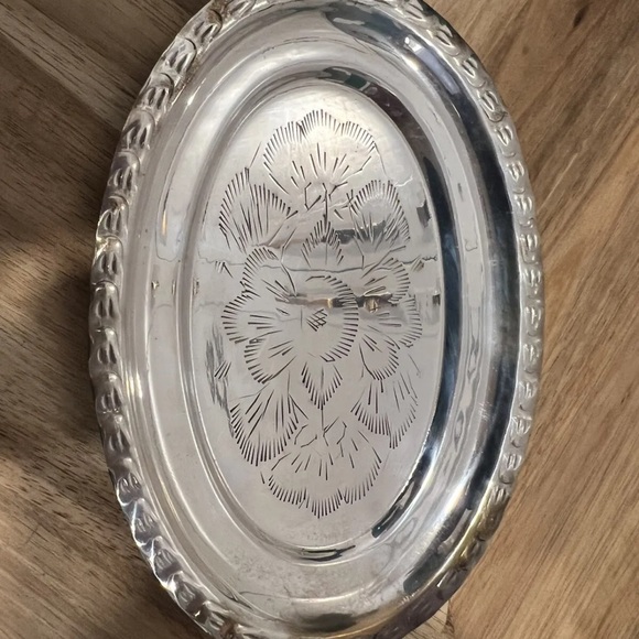 International Silver Co Salt Pepper Set With Tray Handmade Silver Plated India - Picture 9 of 10